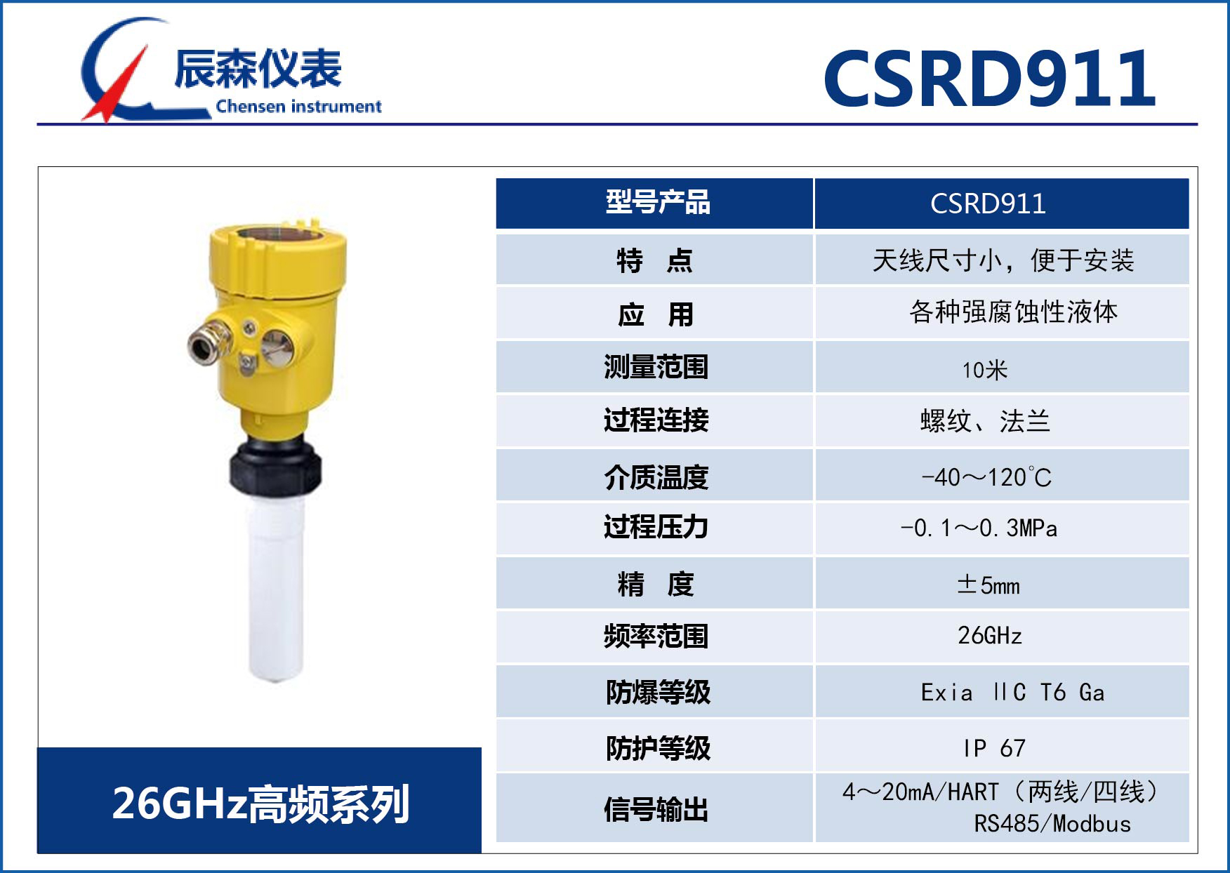 高频雷达式物位计CSRD911